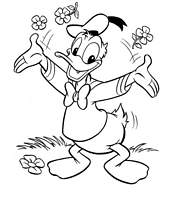 coloriage donald et les fleurs